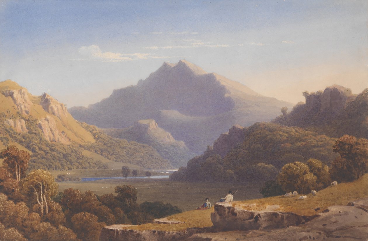北威尔士Llyn Nantlle的斯诺登，1832年。 作者 乔治·芬纳尔·罗布森