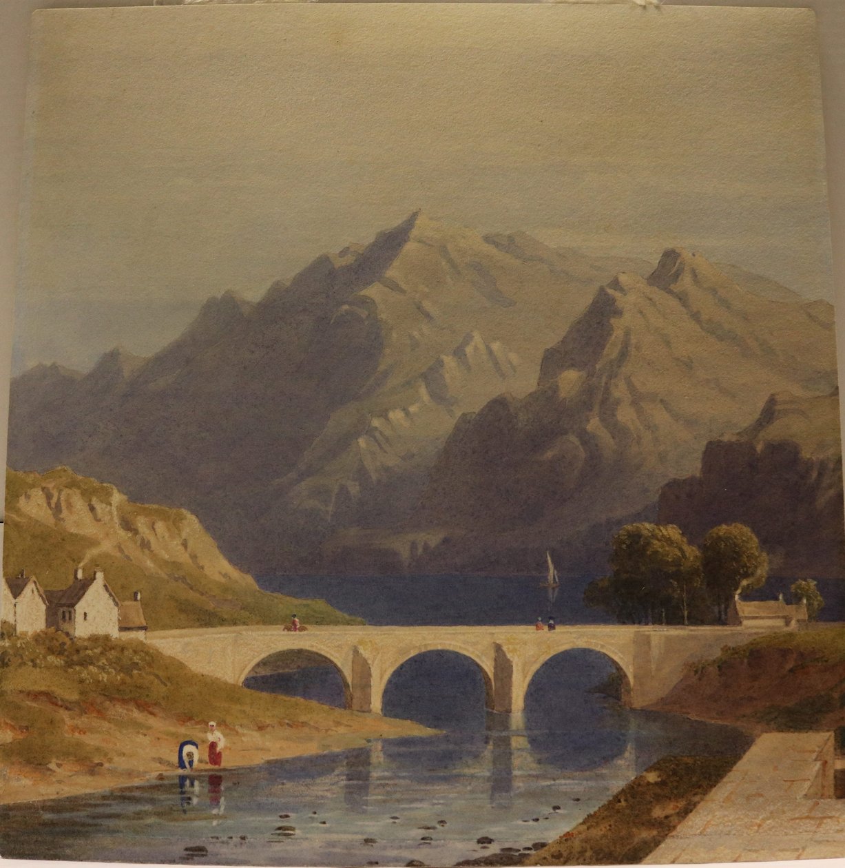 卡里多尼亚运河奥古斯都堡风景，约 1830 年（纸面水彩画） 作者 乔治·芬纳尔·罗布森