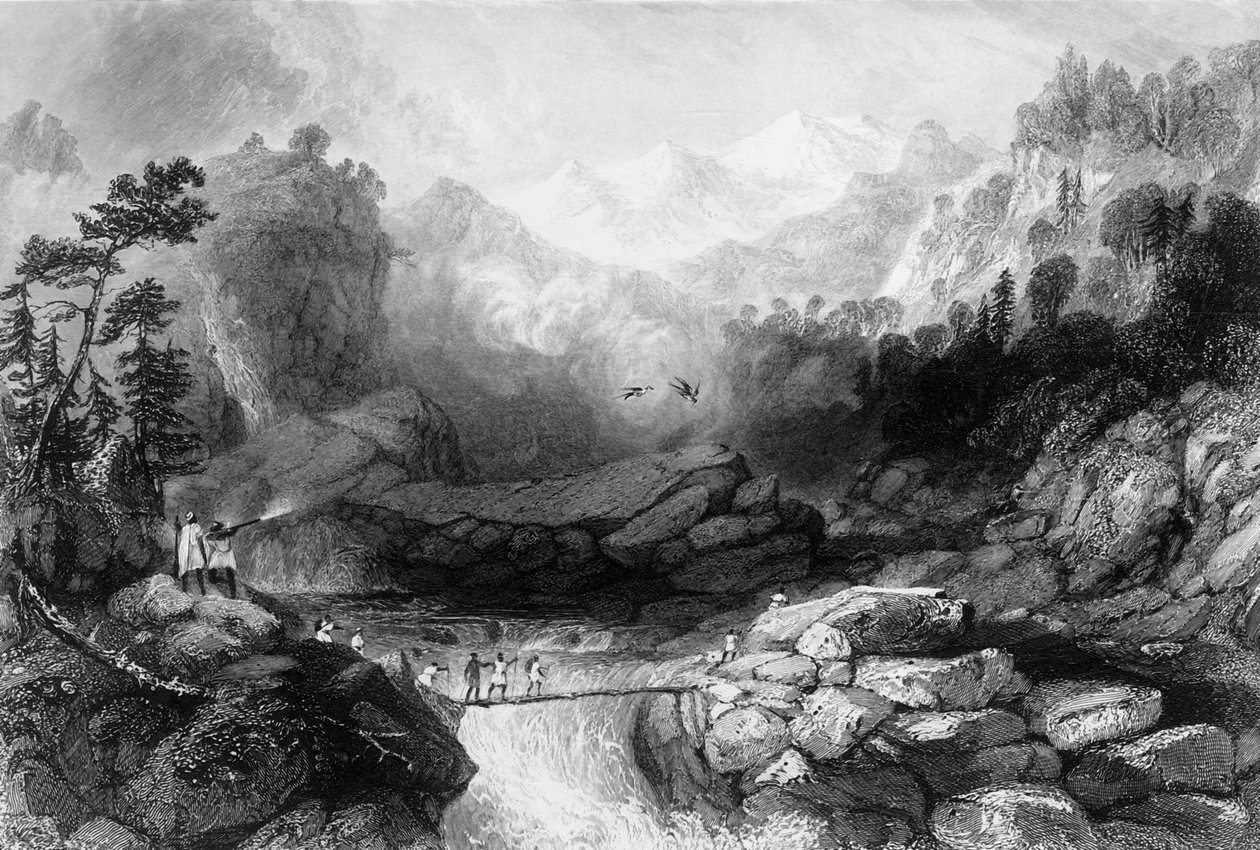 Jumnootree附近的Sangha渡口》，1838年。 作者 乔治·弗朗西斯·怀特