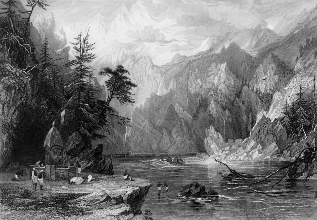 Gungootree, the Sacred Source of the Ganges", 1838年。 作者 乔治·弗朗西斯·怀特