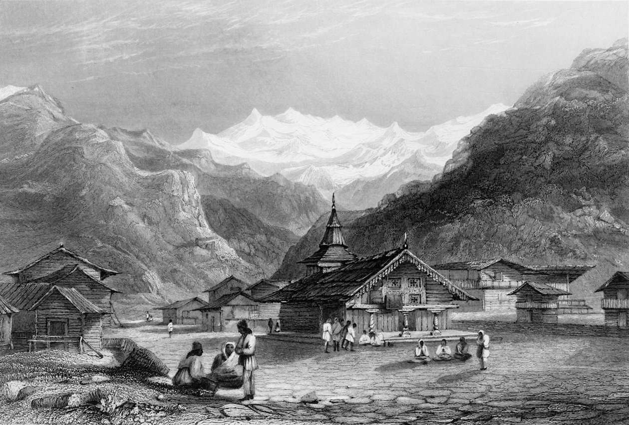 库尔萨里，--印度喜马拉雅山脉的一个村庄》，1838年。 作者 乔治·弗朗西斯·怀特