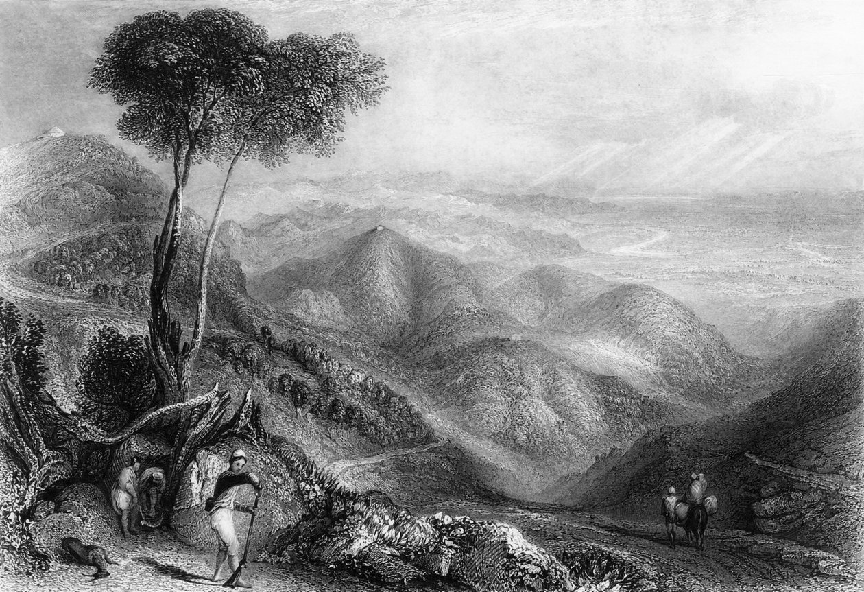 从兰杜尔山脊出发的德丰河谷》，1838年。 作者 乔治·弗朗西斯·怀特