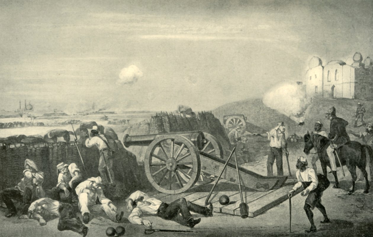 1857年在德里之前的电池沉重的一天，1901年。 作者 乔治·弗兰克林·阿特金森