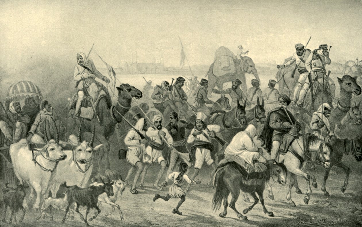 赶赴德里的本地辅助人员，大约在1850年代，1901年。 作者 乔治·弗兰克林·阿特金森
