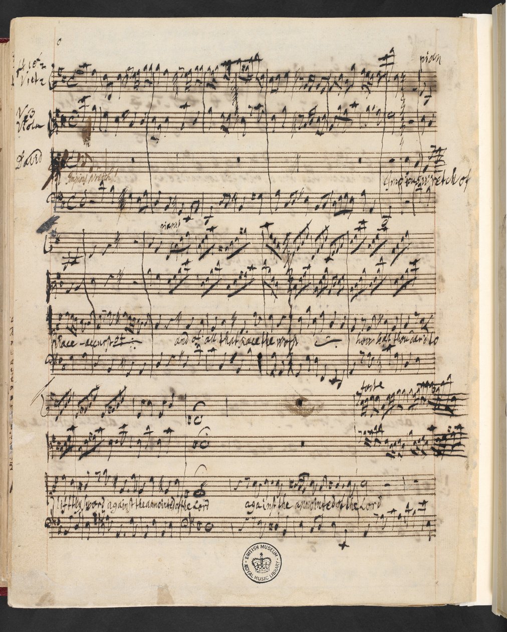 R.M.20.g.3, f.99v 选自 G.F. Handel：扫罗》（查尔斯-詹嫩斯清唱剧） 作者 乔治·弗雷德里克·汉德尔