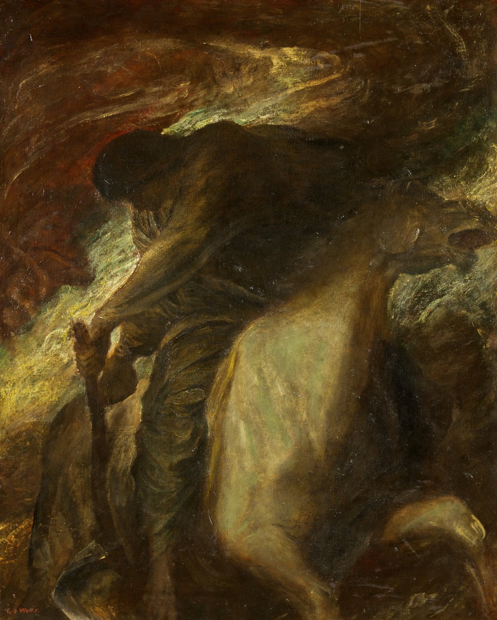 死亡与苍白的马，约1878年（布面油画） 作者 乔治·弗雷德里克·沃茨