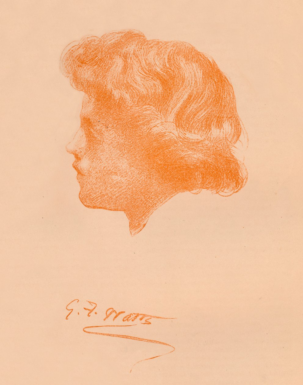 头像素描，c1895，1896年 作者 乔治·弗雷德里克·沃茨