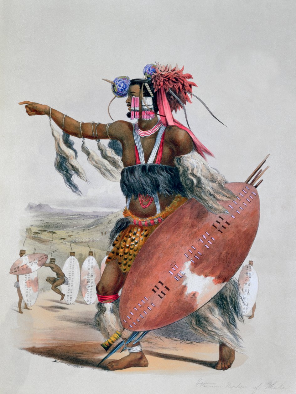 祖鲁战士，乌蒂穆尼，已故祖鲁国王查卡的侄子》，1849年 作者 乔治·法国·安加斯