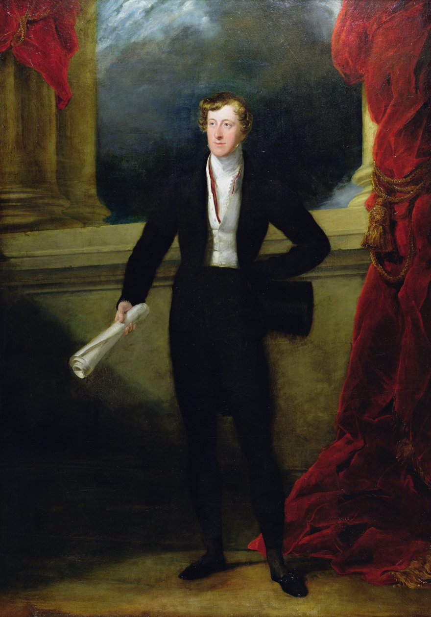 威廉·斯宾塞·卡文迪什 (William Spencer Cavendish) 的肖像，第六代德文郡公爵，约 1822-86 年（布面油画） 作者 乔治·海特