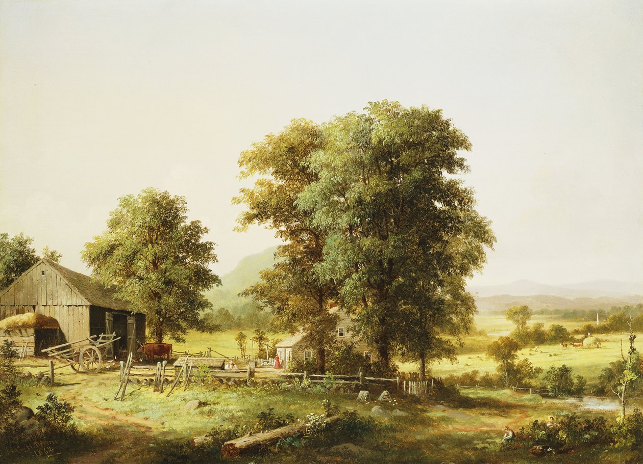 夏日农场风景，1862年 作者 乔治·亨利·杜里