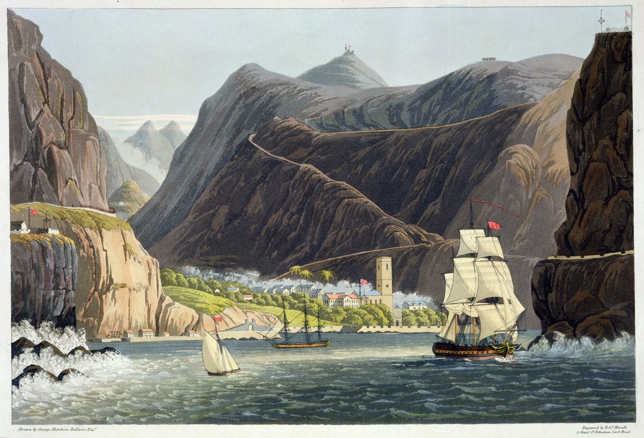 The Roads，St。Helena，由Robert Havell（1793-1878）1815年刻（彩色版画） 作者 乔治·哈钦斯·贝拉西斯