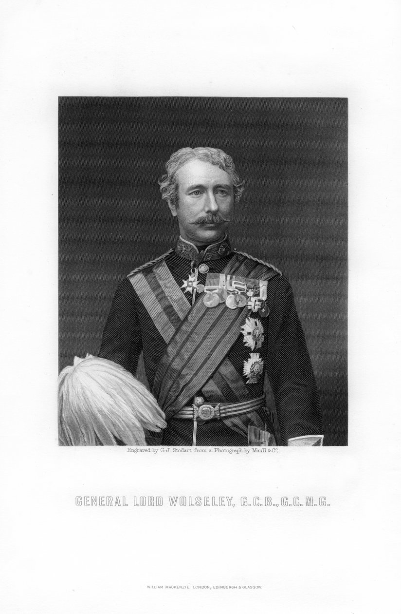 石榴石·约瑟夫·沃尔瑟利（Garnet Joseph Wolseley），第1子爵沃尔瑟利，英国陆军元帅，1893年。 作者 乔治·斯托达特