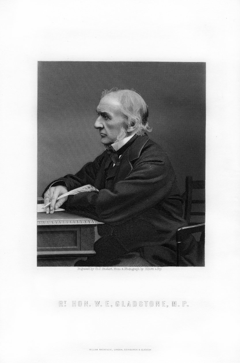 英国自由党政治家兼总理威廉·埃沃特·格拉德斯通（William Ewart Gladstone），1893年。 作者 乔治·斯托达特