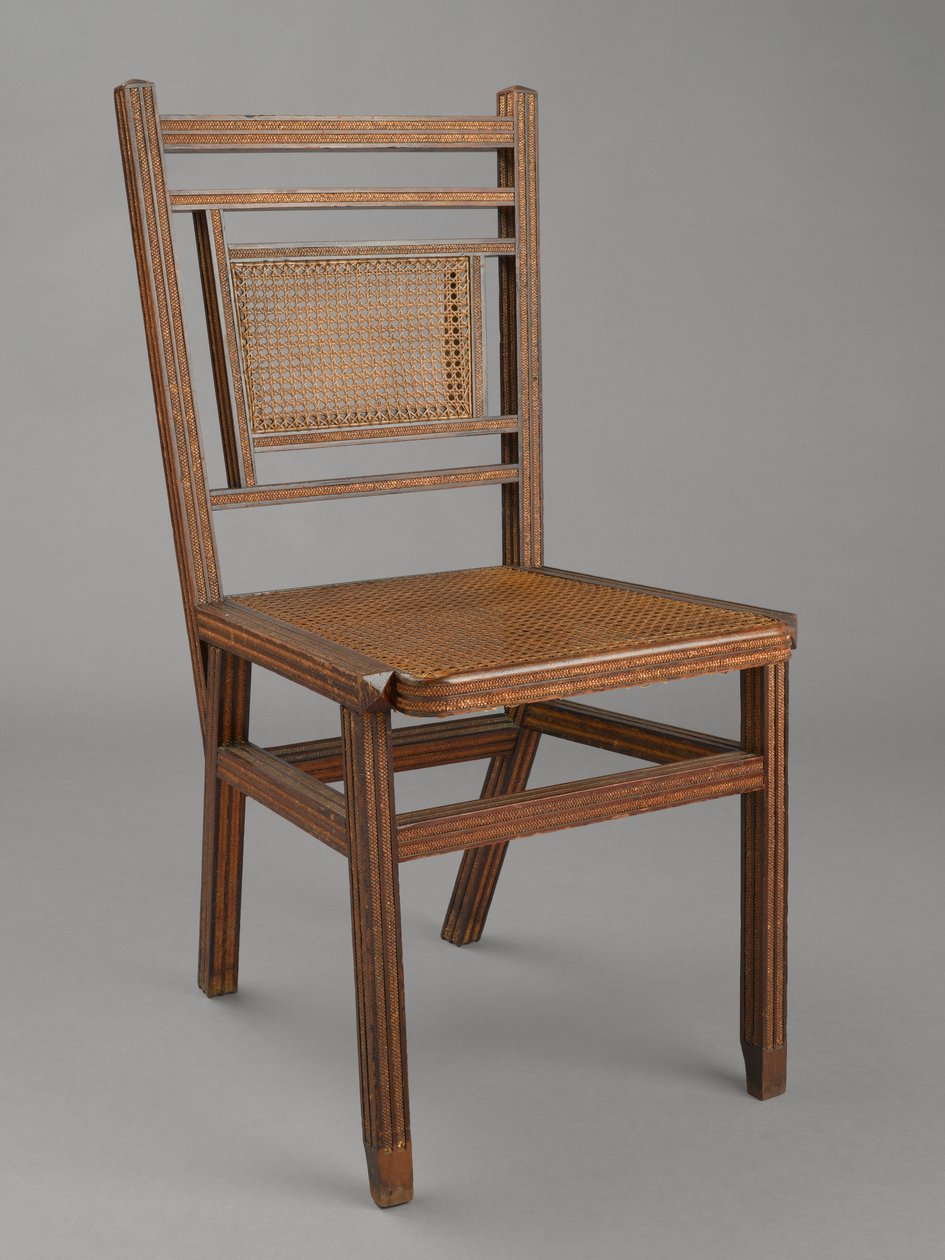 侧椅，1883年（木头，藤条和草编） 作者 乔治·雅各布·亨辛格