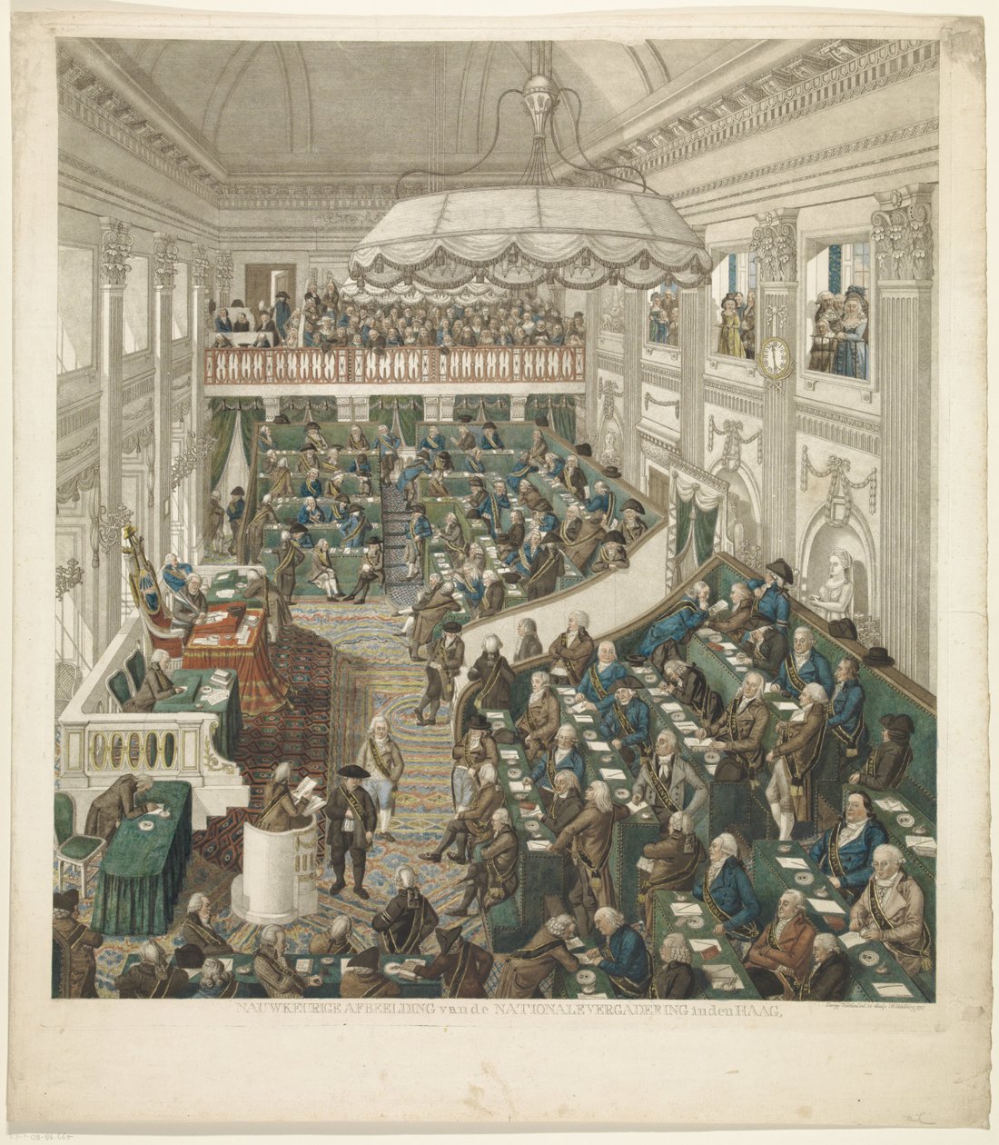 海牙第一届国民议会，1796 年
对海牙国民议会的精确描绘（标题在实物上） 作者 乔治·科克斯