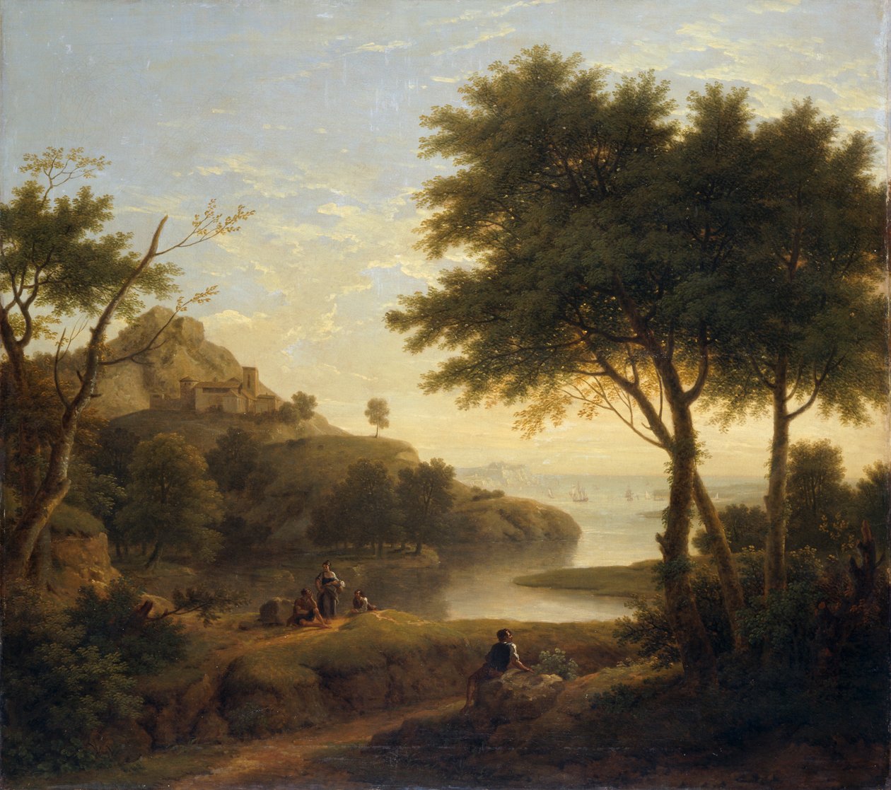 沿海入海口附近的风景》，1763年 作者 乔治·兰伯特