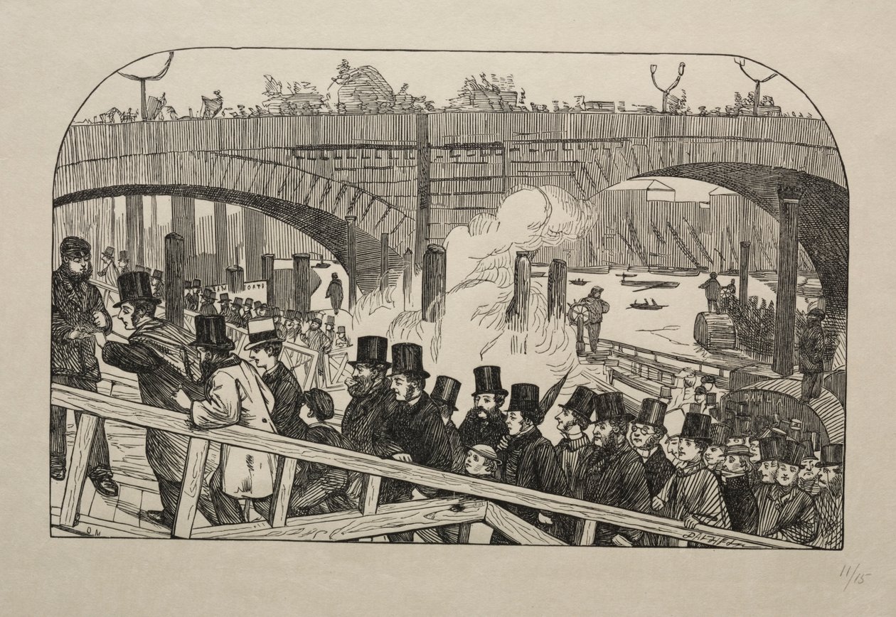 伦敦桥-桥下的生活流，1863年。 作者 乔治·路易斯·帕尔梅拉·布森·布莫里耶