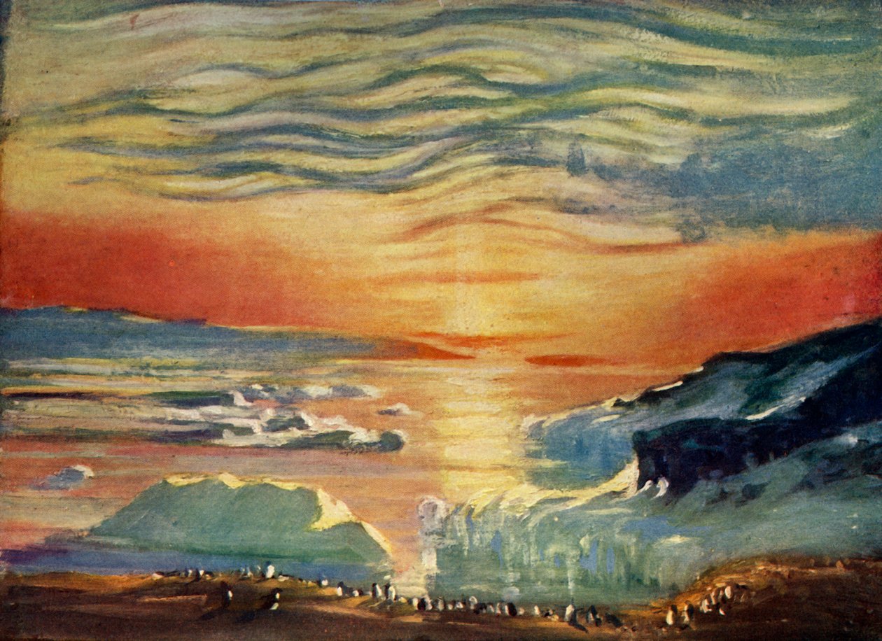秋天的日落，c1908，1909年 作者 乔治马斯顿