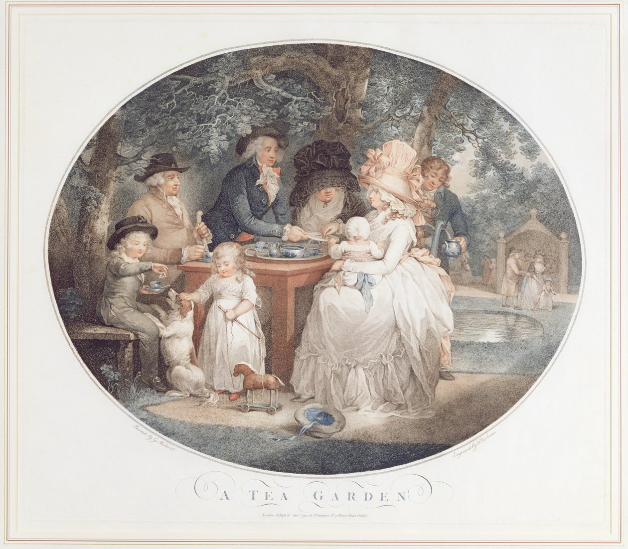 茶园，弗朗索瓦·大卫·萨隆（Francois David Saron，生于 1764 年）根据莫兰德的彩色点画雕刻 作者 乔治·莫兰德