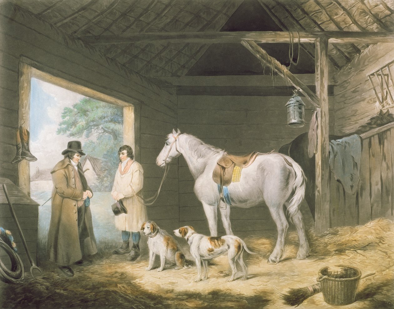 支付主持人，由Samuel William Reynolds（1773-1835）雕刻，酒吧。作者：H. Macklin，1805（mezzotint engraving） 作者 乔治·莫兰德