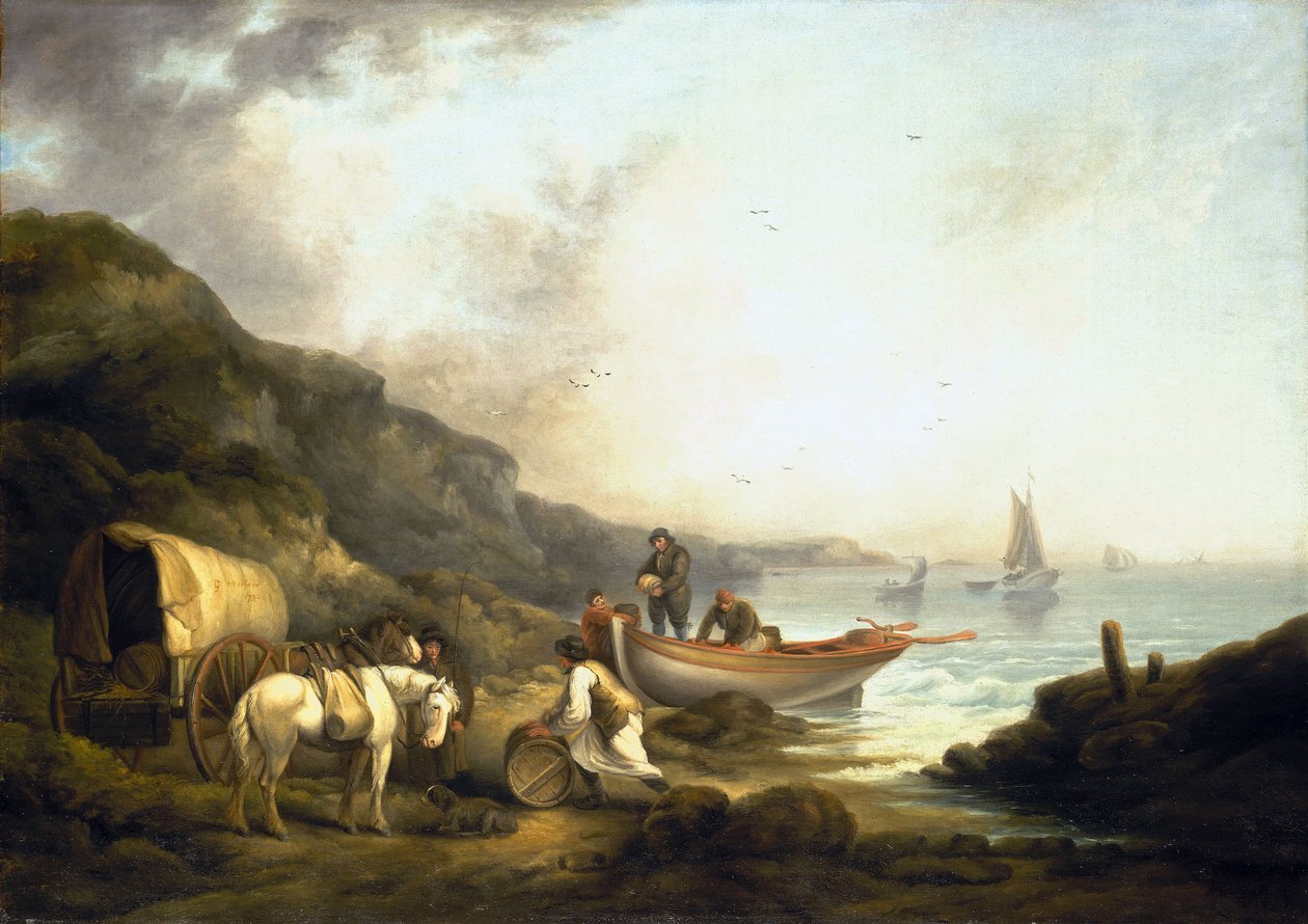 海岸上的走私者。布面油画，19 世纪早期，乔治-莫兰（1763-1804 年）创作。 作者 乔治·莫兰德
