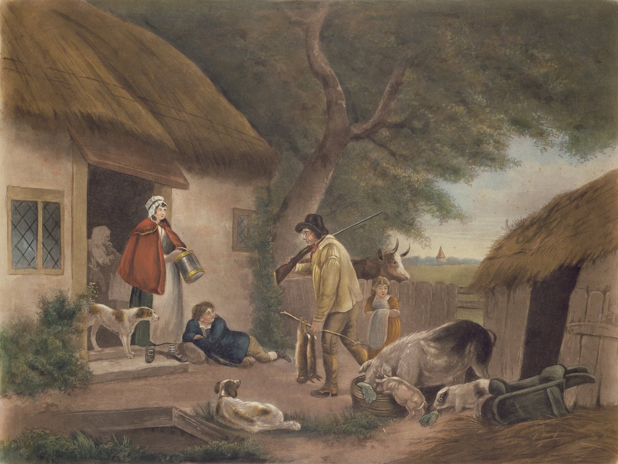 The Warrener，由William Ward（1766-1826）雕刻，酒吧。作者：H. Morland，1806（mezzotint engraving） 作者 乔治·莫兰德