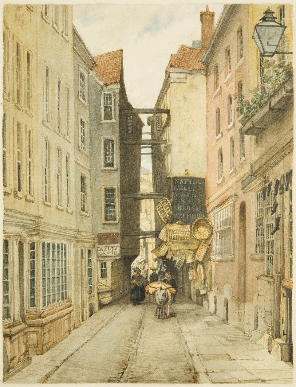 Mary-le-Port Street（纸本铅笔和水彩） 作者 乔治·奥尔良·德拉莫特
