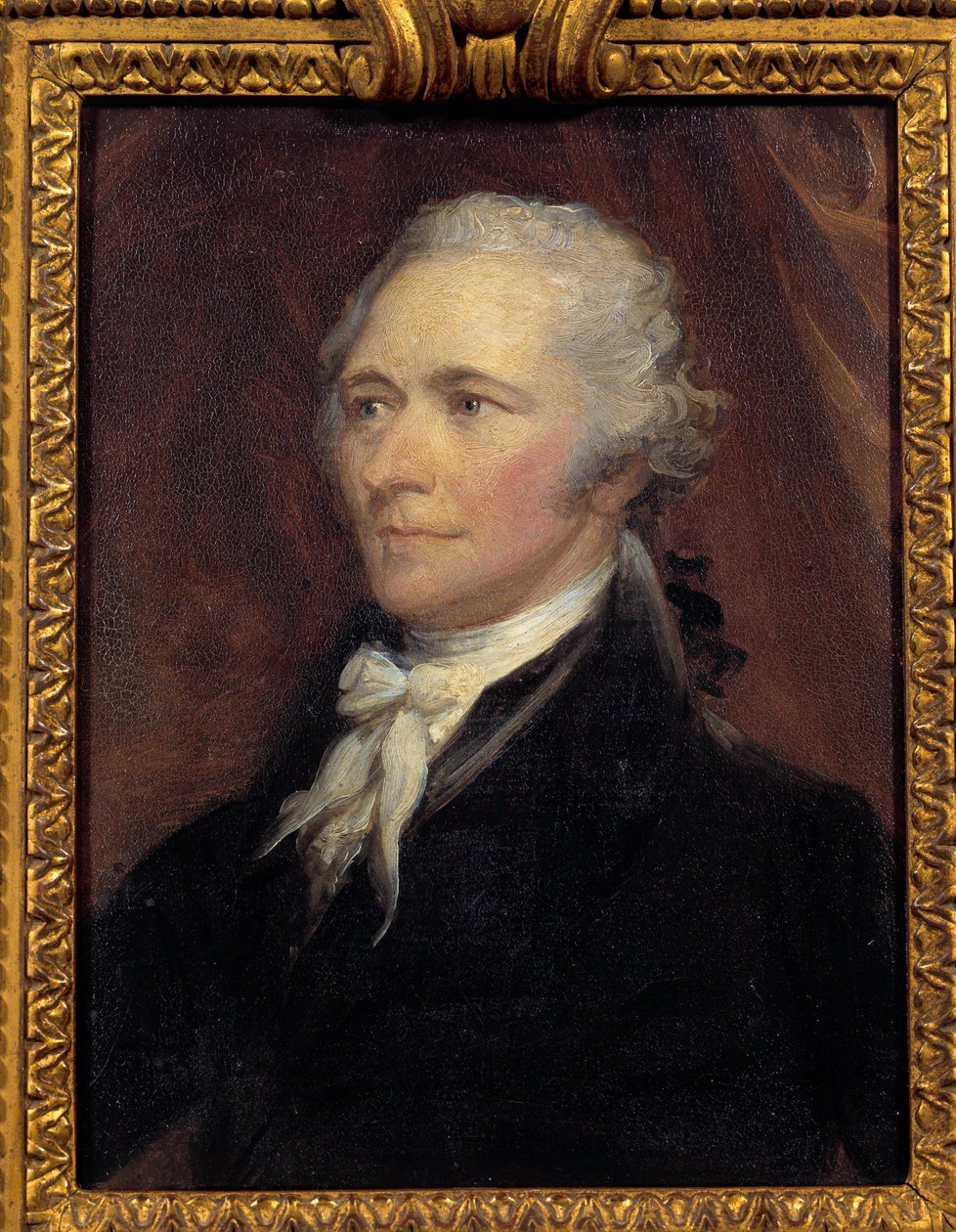亚历山大-汉密尔顿（1757-1804）美国财政部长的肖像 乔治-希利（1808-1894）的画作 19世纪 太阳。0,25x0,2米 - 美国财政部长亚历山大-汉密尔顿（1757-1804）的画像。绘画者 作者 乔治·彼得·亚历山大·希利