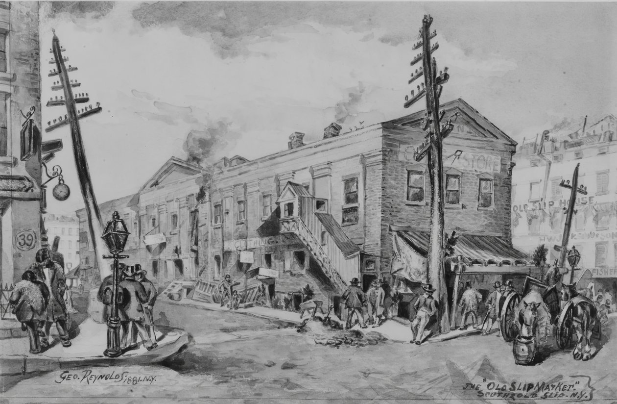 老滑坡市场，1881年。 作者 乔治雷诺兹