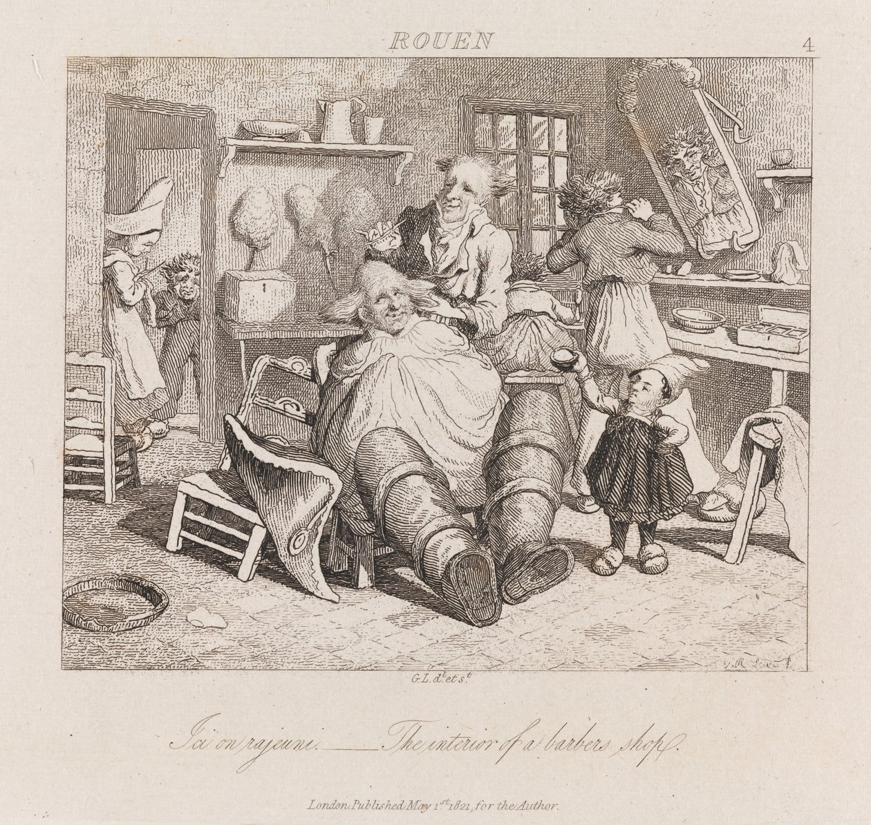 鲁昂的理发店，c.1821（蚀刻） 作者 乔治·罗伯特·刘易斯