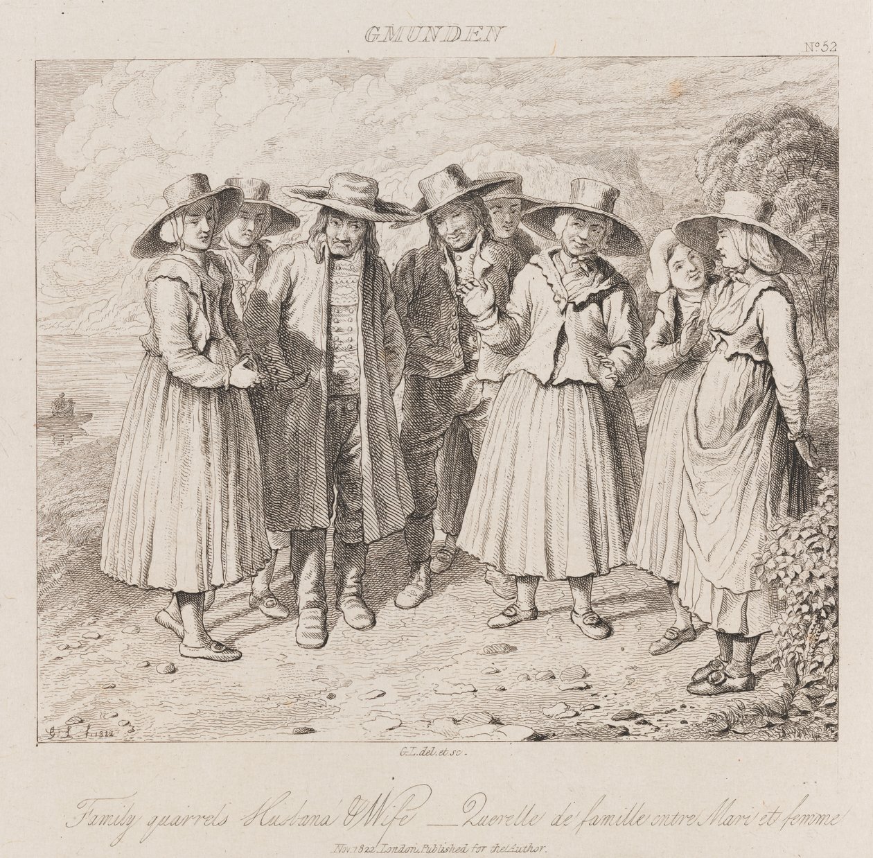 家庭争吵，格蒙登（Gmunden），c.1821（蚀刻） 作者 乔治·罗伯特·刘易斯