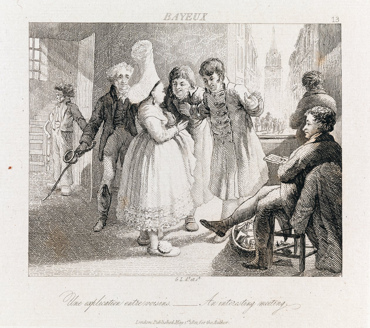 有趣的会议 - Bayeux，c.1821（蚀刻版） 作者 乔治·罗伯特·刘易斯