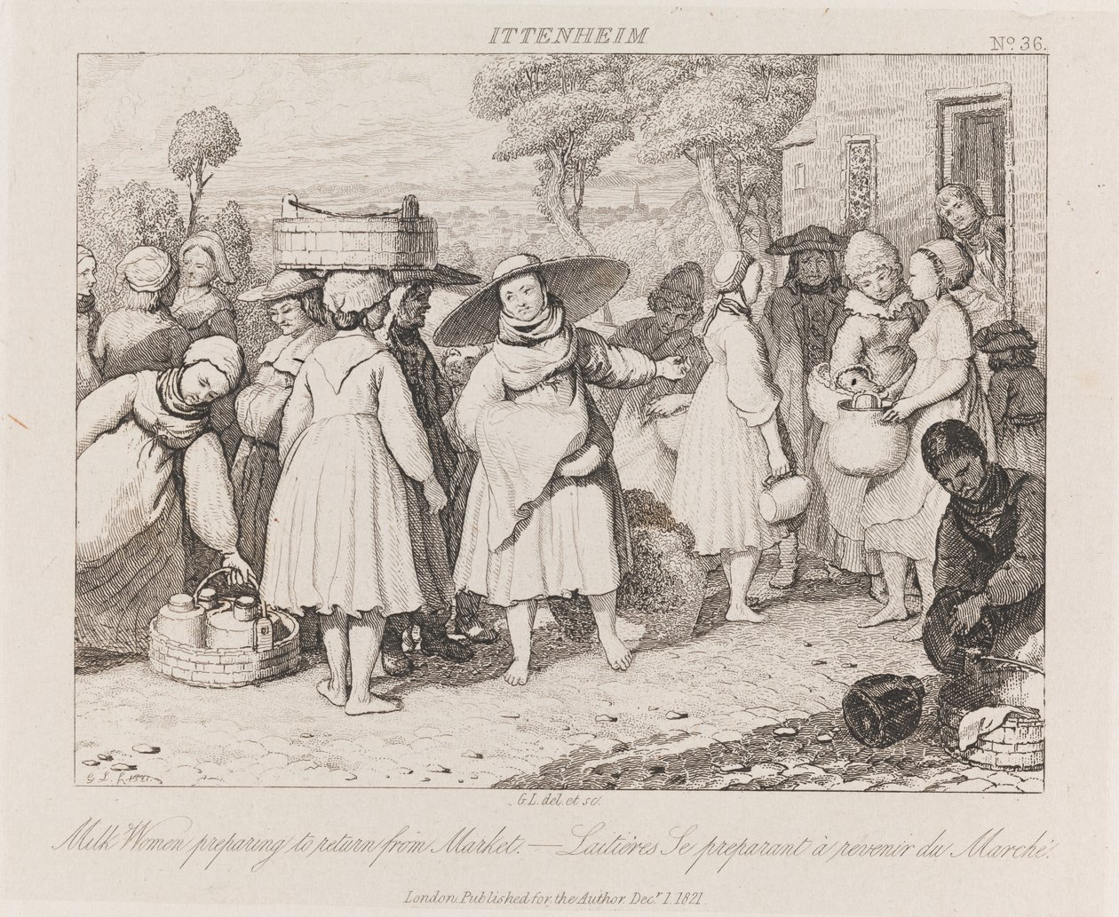 牛奶妇女，Ittenheim，c.1821（蚀刻） 作者 乔治·罗伯特·刘易斯