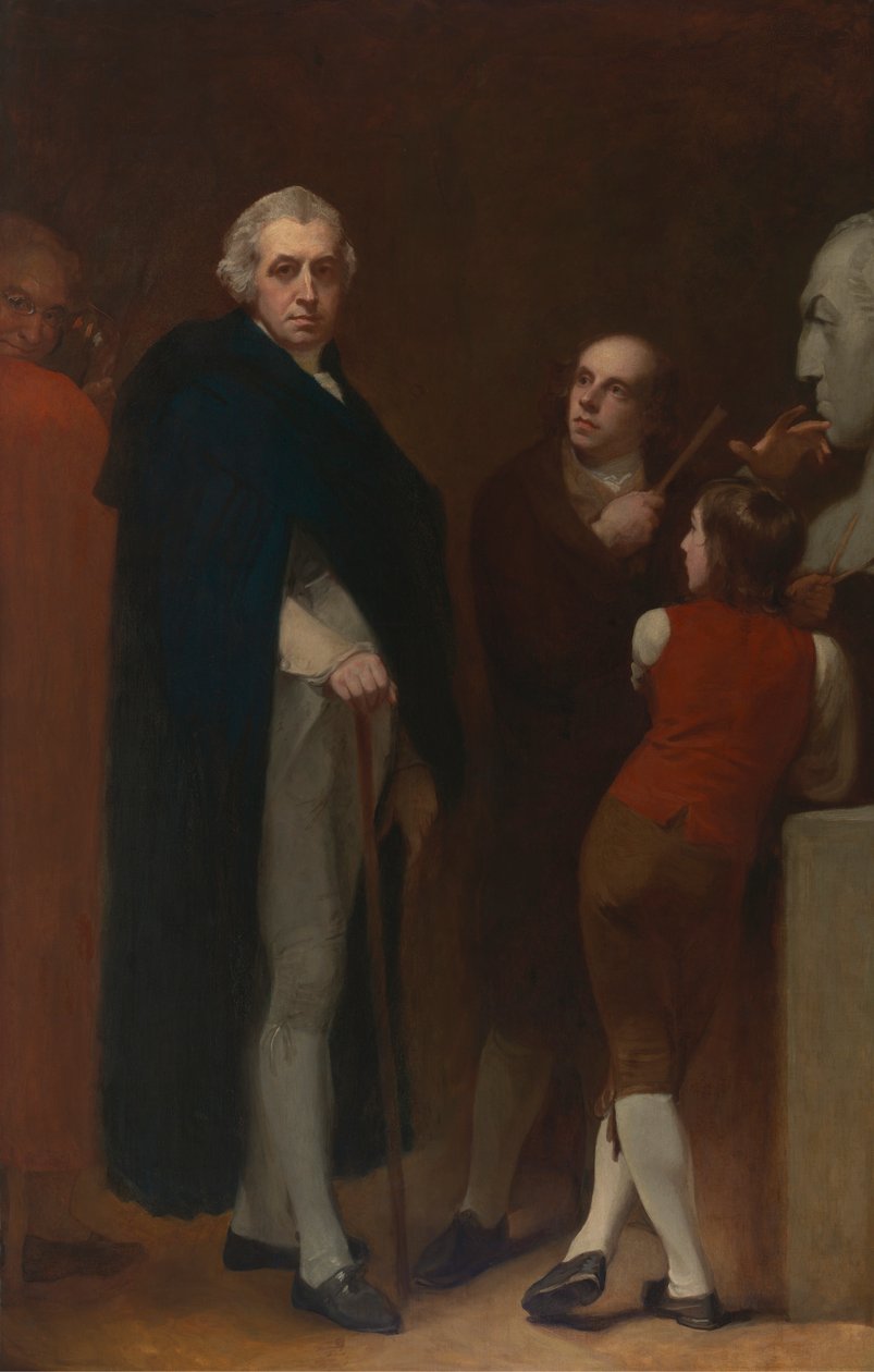 约翰·弗拉克斯曼 (John Flaxman) 为威廉·海莉 (William Hayley) 的半身像建模 作者 乔治·罗姆尼