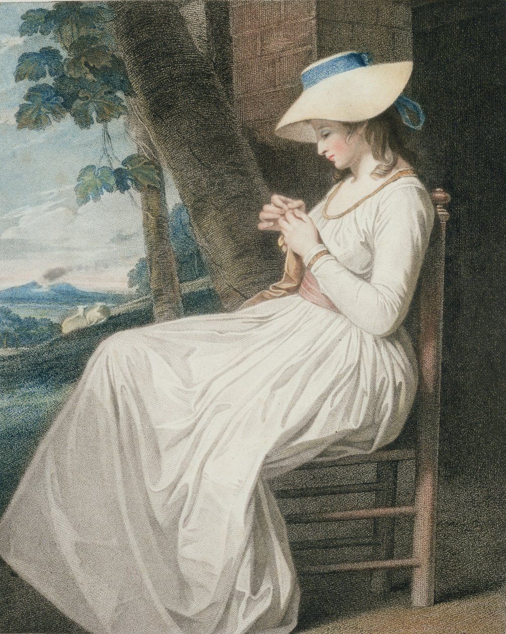 女裁缝，由Thomas Cheesman（1760-c.1834）镌刻，酒吧。约翰和约西亚博伊德尔，1787年（点画雕刻）（125533对） 作者 乔治·罗姆尼