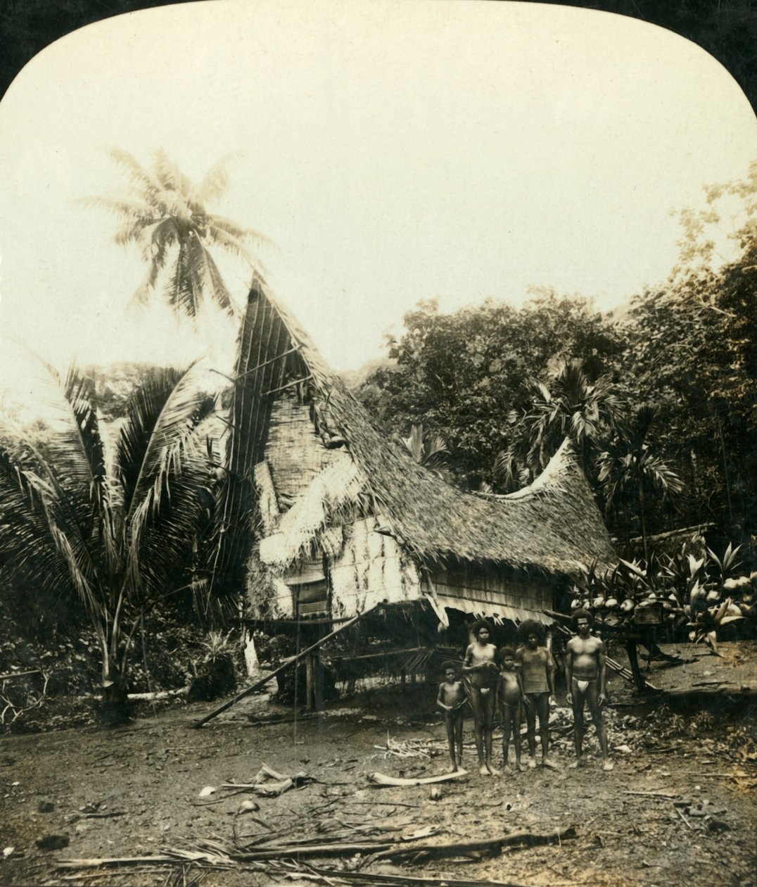 英属新几内亚萨里巴（Sariba）的土著小屋，建于1909年。 作者 乔治·罗斯