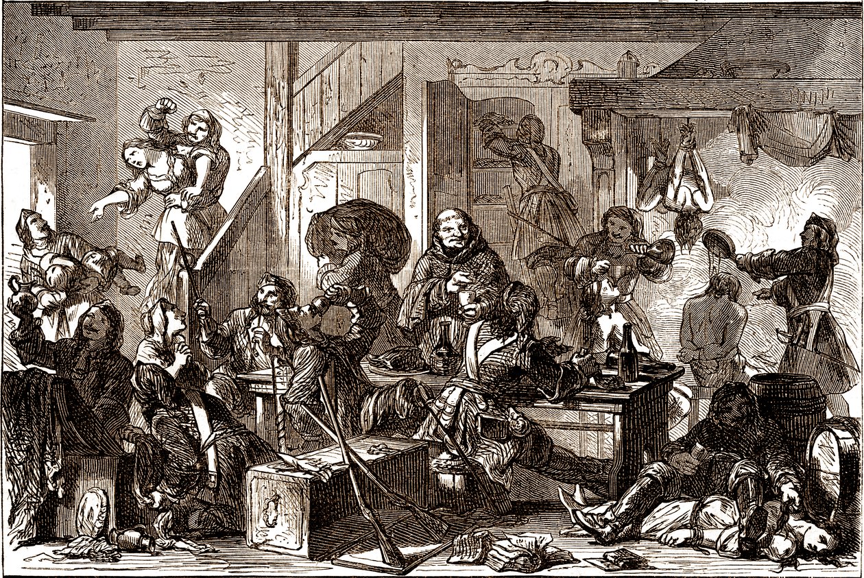 Dragonnades：1680 年代针对法兰西王国新教社区的迫害。 十九世纪（雕刻） 作者 乔治·鲁克斯