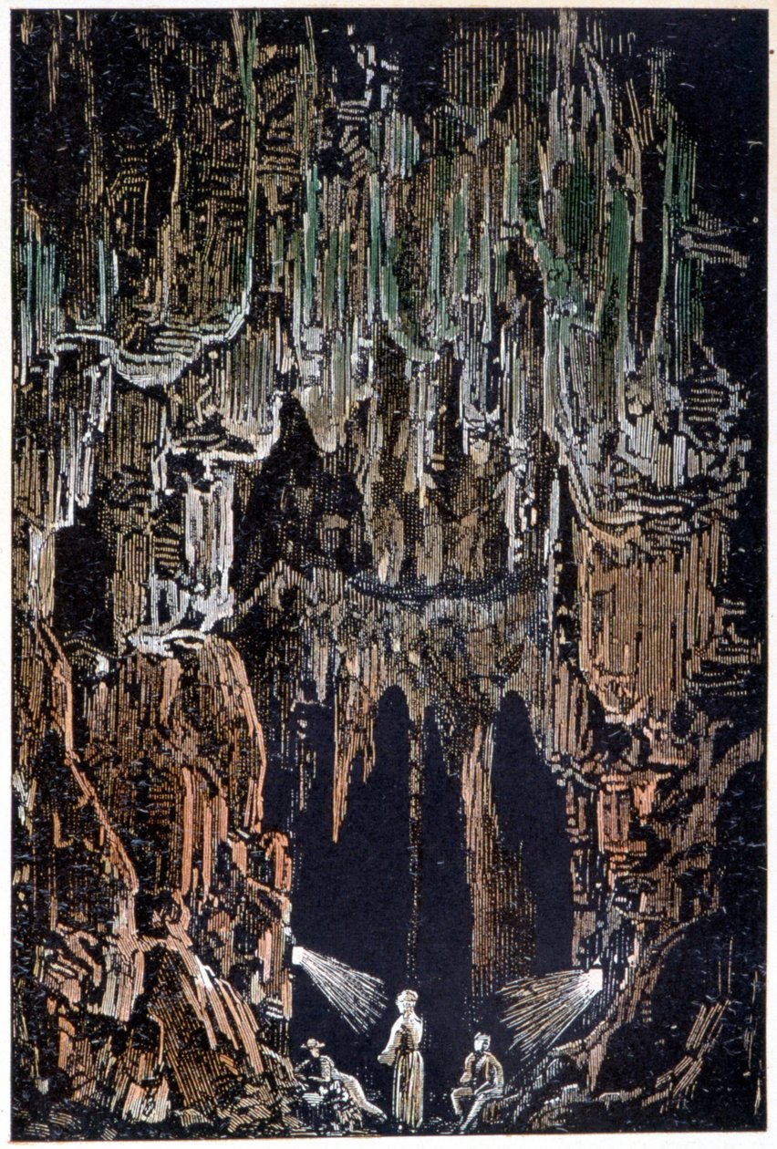 在儒勒·凡尔纳 (Jules Verne) 的《地心之旅》(Journey to the Earth of the Earth) 中，这些灯挂在熔岩突起上 作者 乔治·鲁克斯