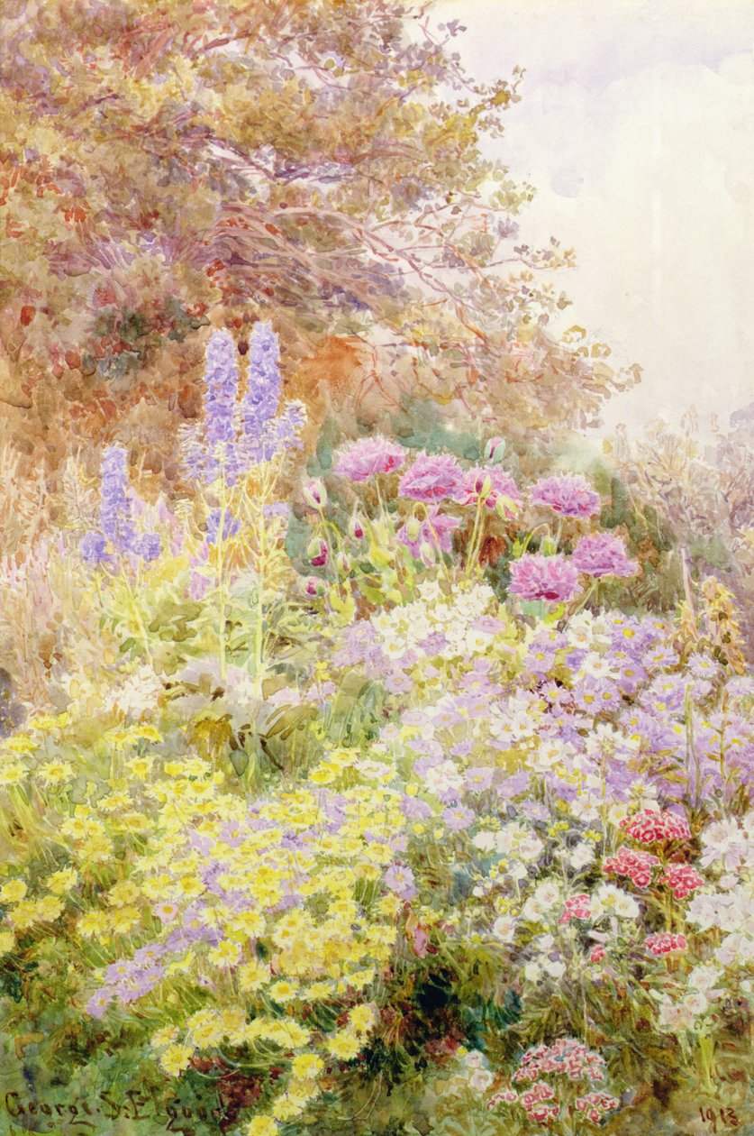 鸢尾花、罂粟花和飞燕草 作者 乔治·塞缪尔·埃尔古德