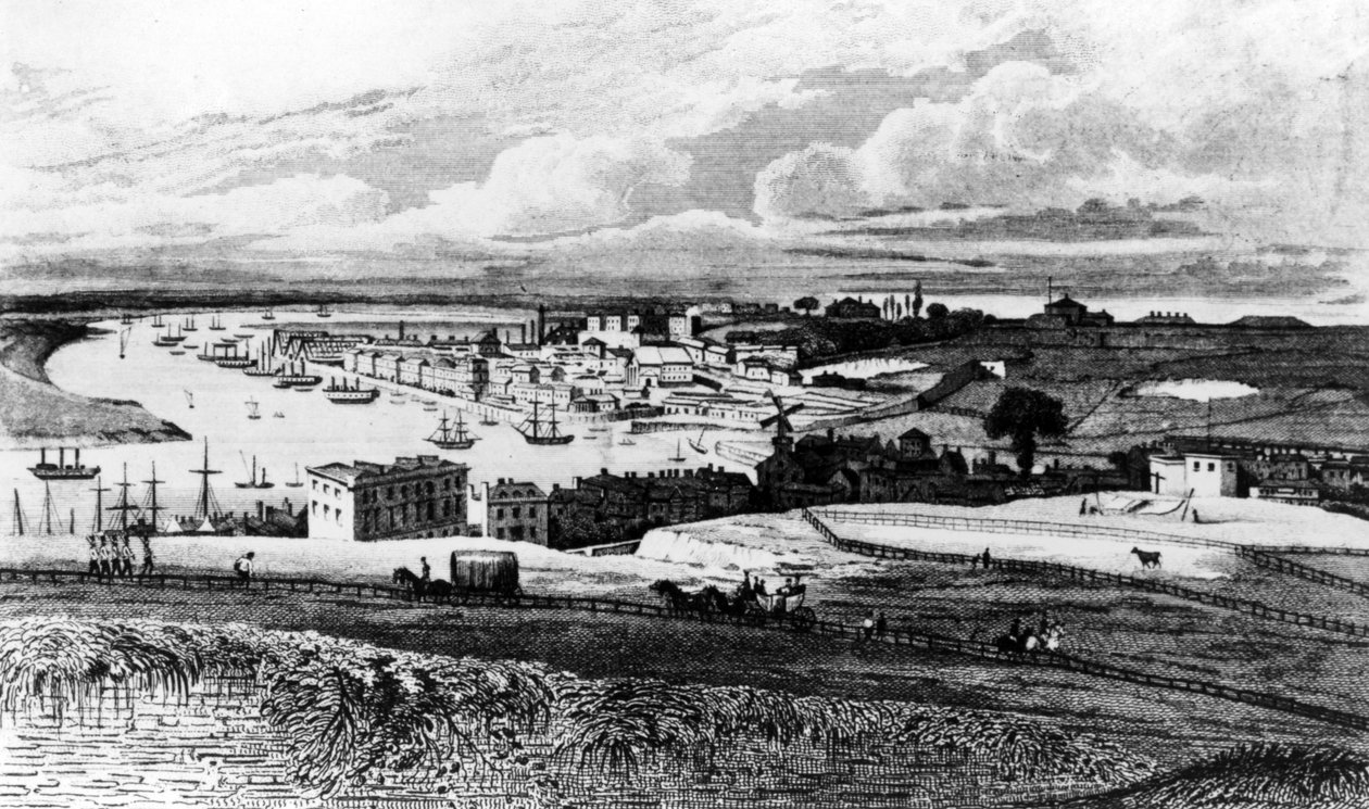 来自Port Pitt的Chatham造船厂，由R. Roffe雕刻，出版于爱尔兰的“肯特历史”，于1831年出版 作者 乔治·谢泼德