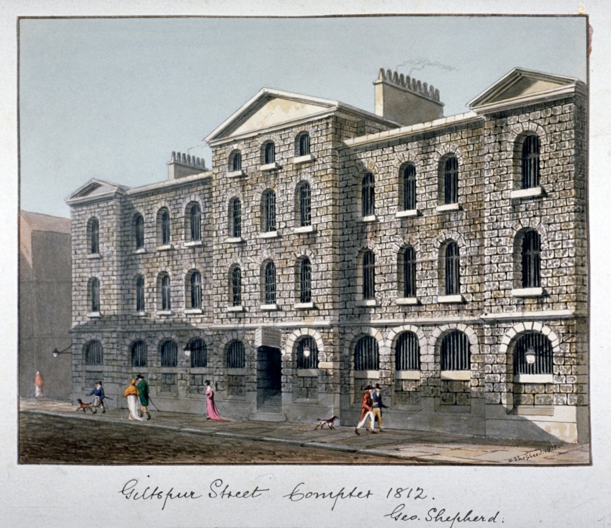 Giltspur Street Compter，伦敦市，1812年。                        作者 乔治·谢泼德