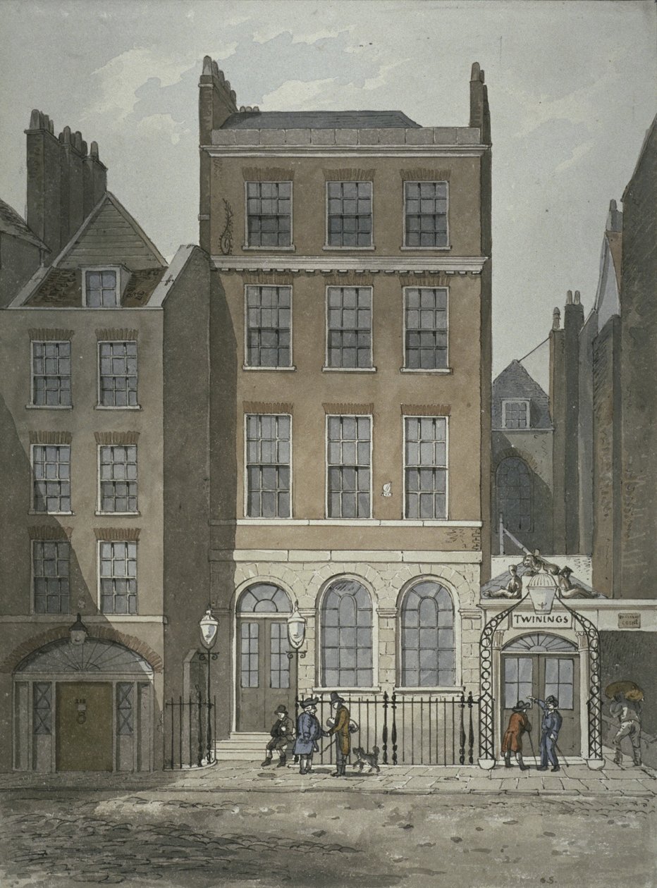 查看Snow&39;s Banking House和Twining的茶商，Strand，Westminster，1810 作者 乔治·谢泼德