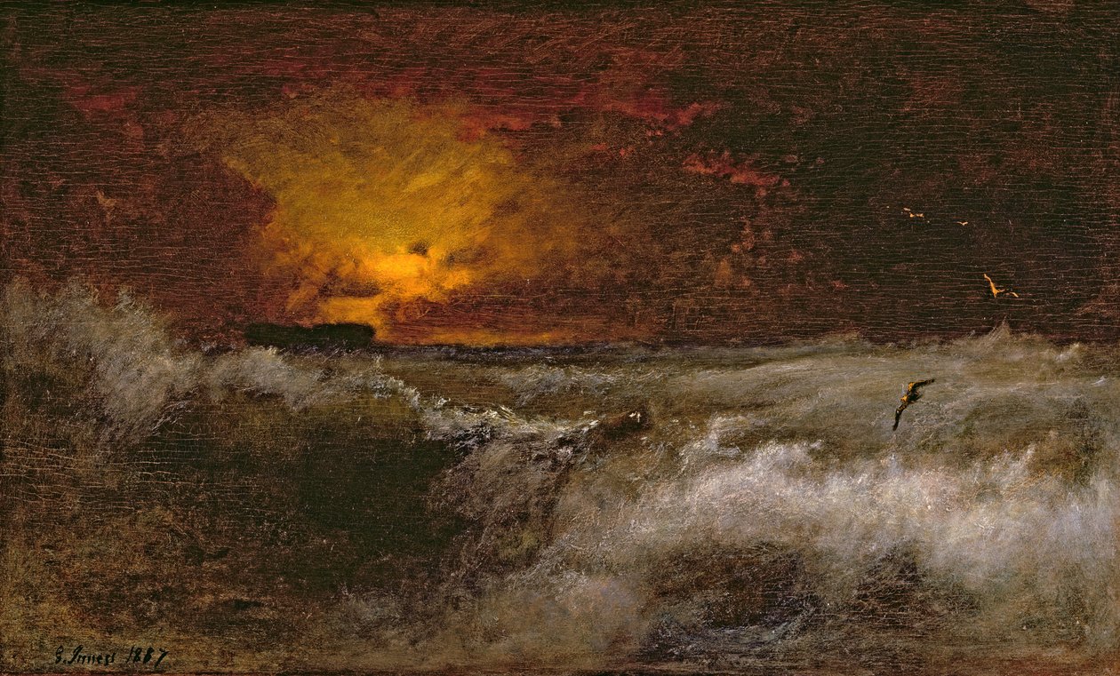 海上日落，1887年 作者 乔治·斯尼尔因内斯