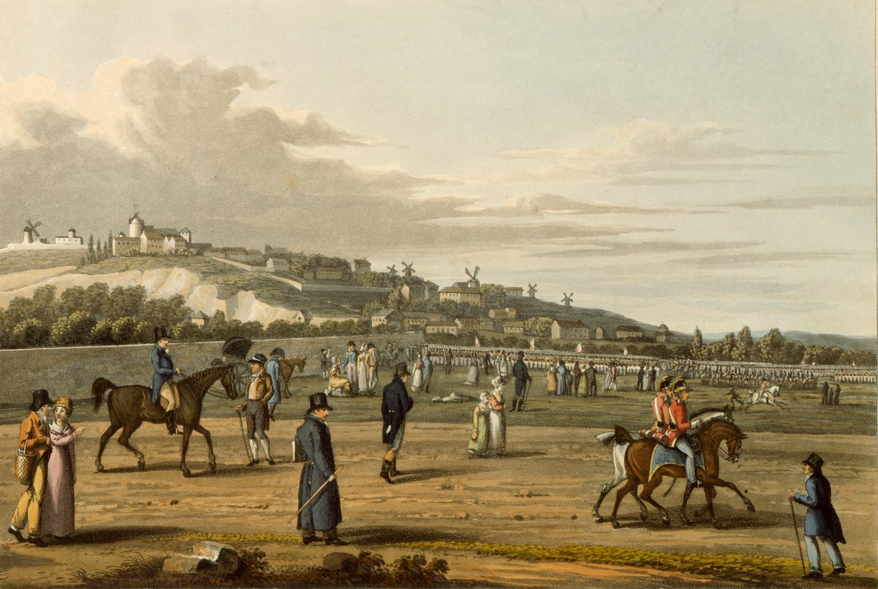 1815年10月21日惠灵顿公爵蒙马特英军队的回顾，1817年由M. Dubourg雕刻 作者 乔治·沙尔（Scharf）之后