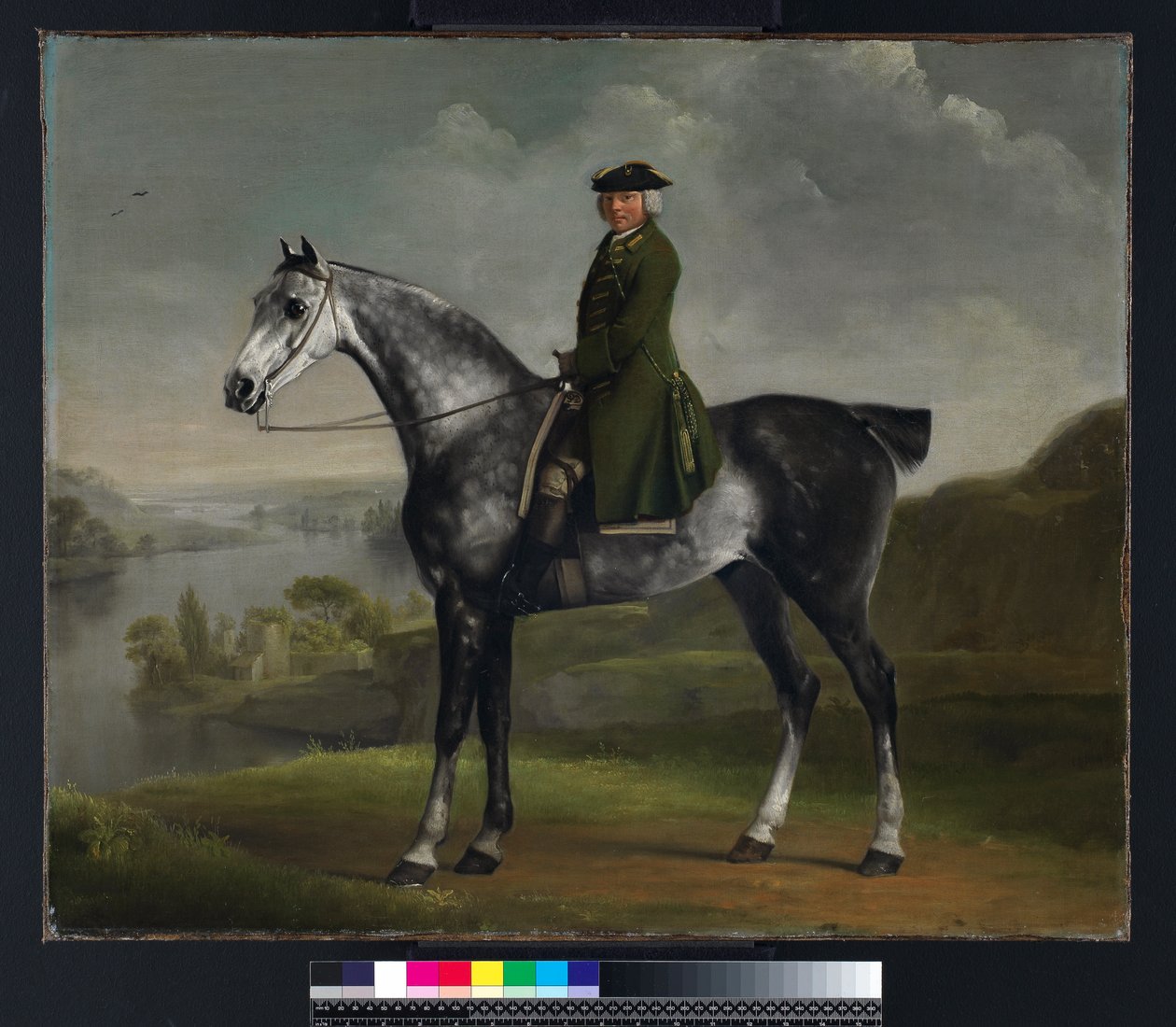 Joseph Smyth Esquire，北安普敦郡惠特尔伯里森林中尉，在Dapple Grey Horse上，1762-64 作者 乔治·斯塔布斯