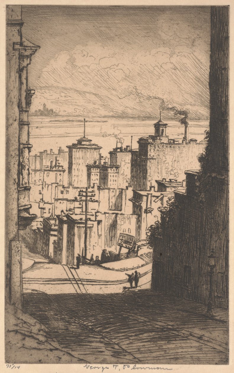大约在1911年的旧金山（mezzotint） 作者 乔治·泰勒·普洛曼