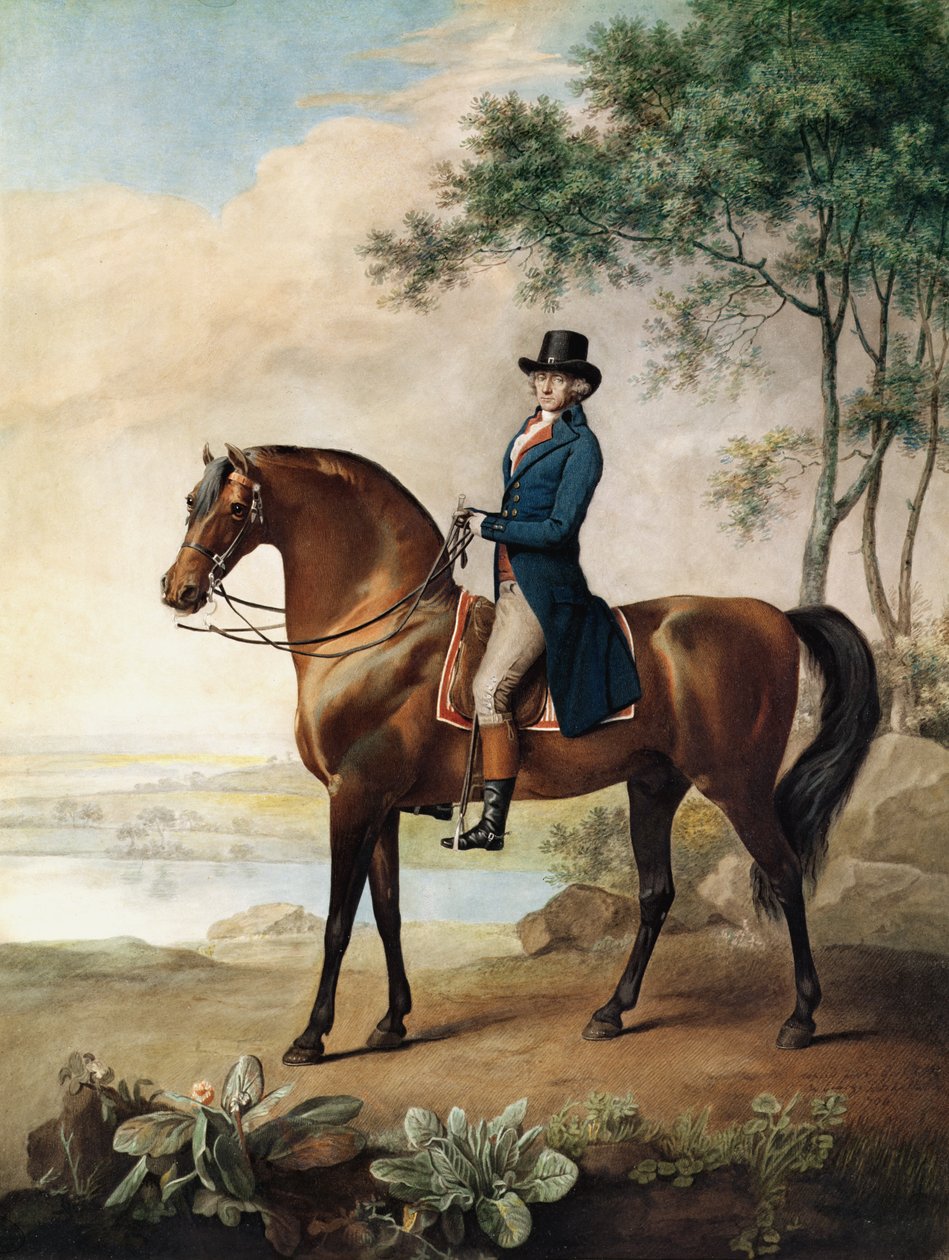 Warren Hastings Esq.在他的阿拉伯马上，根据George Stubbs的画作。 作者 乔治·汤利·斯塔布斯