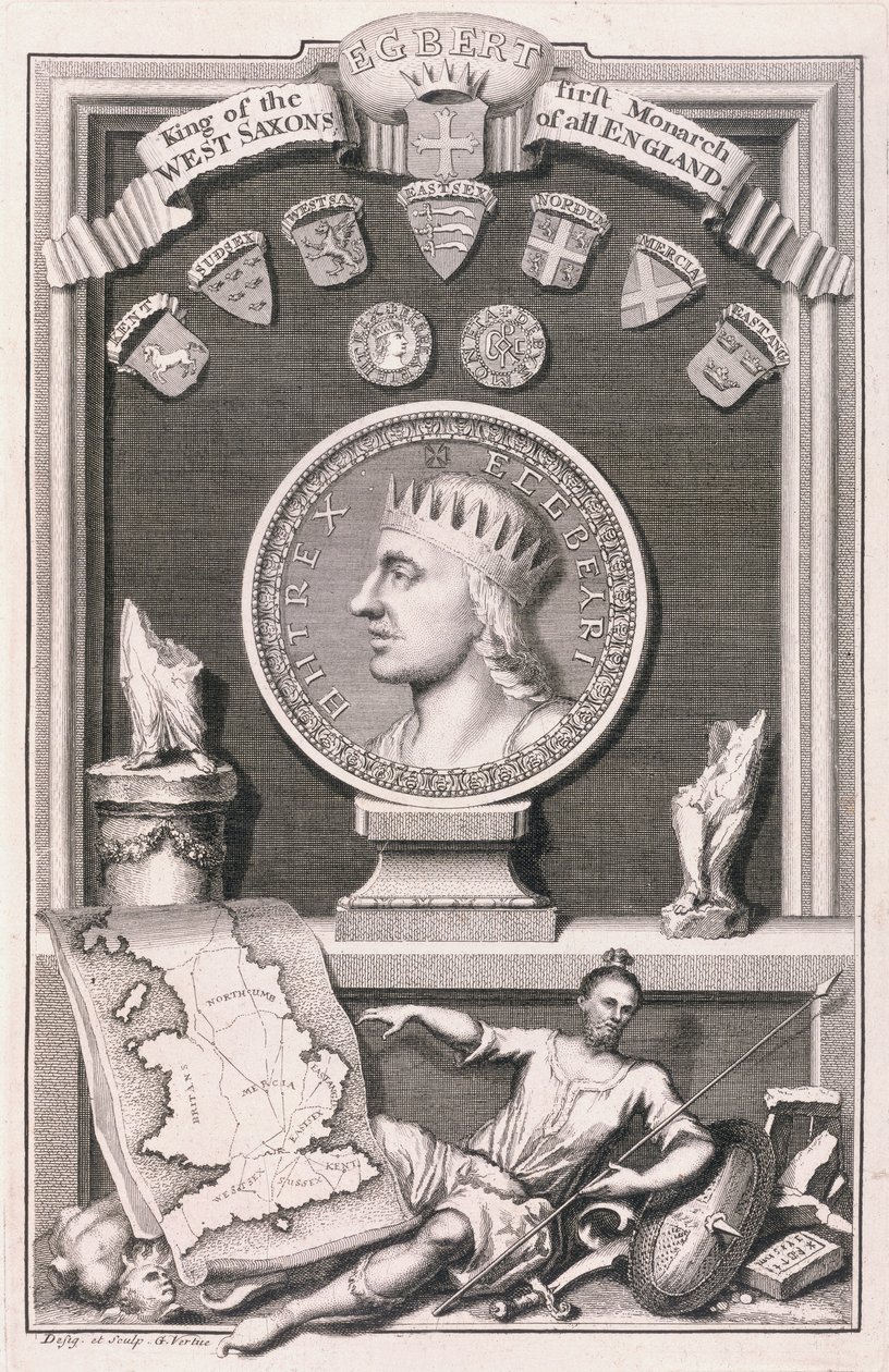 Egbert (d.839) King of the West Saxons, First Monarch of all England, engraved by the artist (engraving) 作者 乔治·维尔图