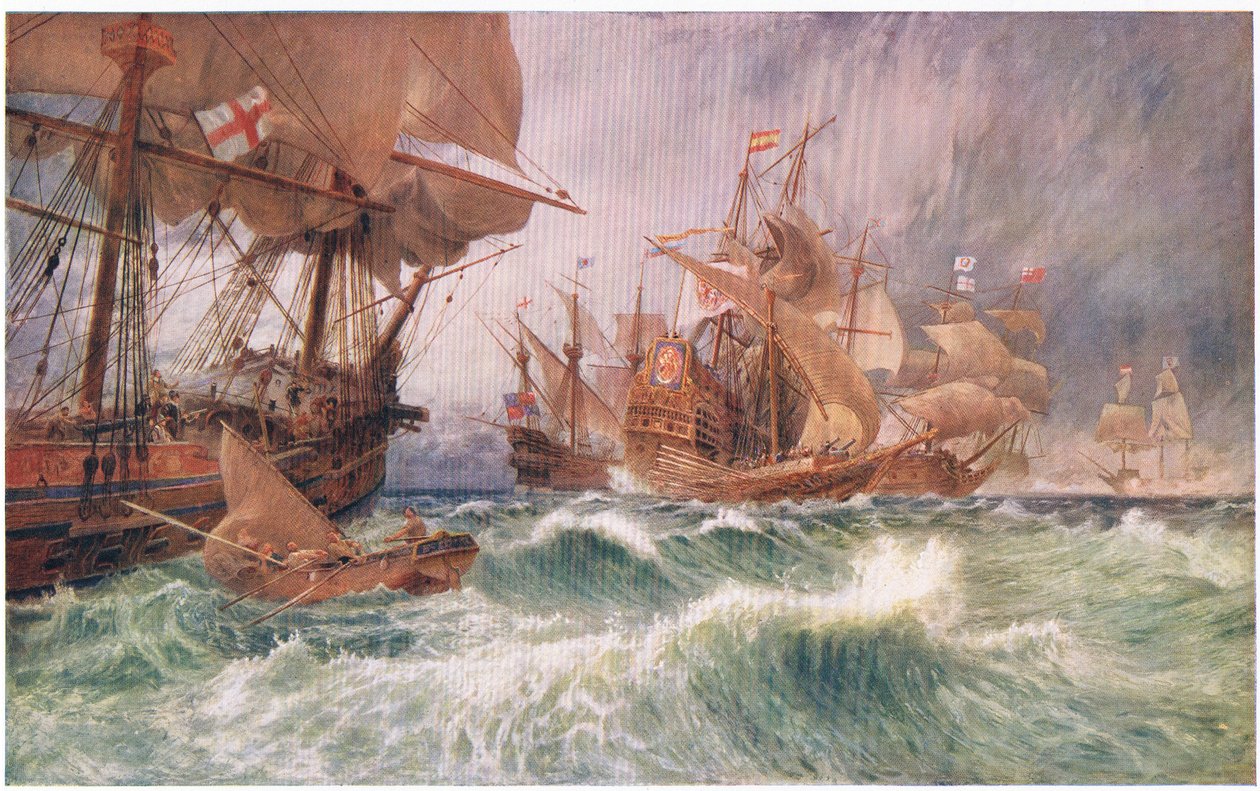 投降的传票：伟大的Armada 1588攻击事件，由Waverley Book Company出版的Cassells英国人民历史，1950年代 作者 乔治·维卡特·科尔