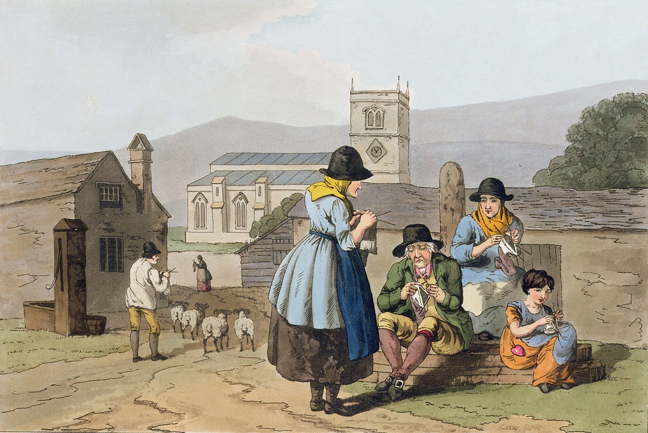 Wensleydale编织，来自“约克郡服饰”，由Robert Havell（1769-1832）镌刻1814年 作者 乔治·沃克